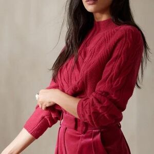 Banana Republic Pura Merino-Blend Sweater Women's Medium Bright Berry Cozy NWT!
